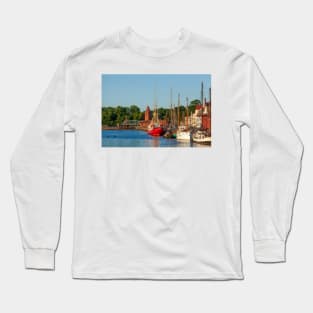 Museum ships on the Untertrave in the evening light, Lübeck, Schleswig-Holstein, Germany, Europe Long Sleeve T-Shirt